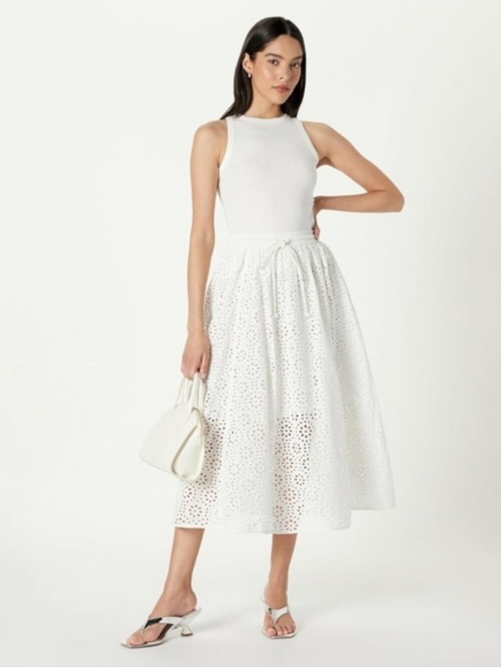 The Drop Chic White Eyelet Giorgi Lace Full Skirt NWT Size: S